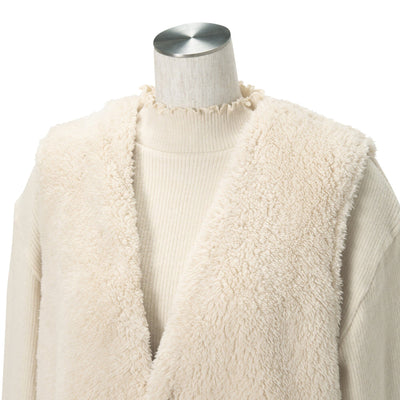 Faux Fur Vest Pajama  Ivory