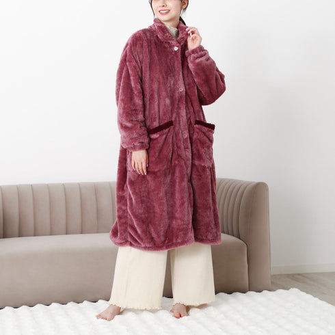 Warm Fleece Blanket Robe  Purple