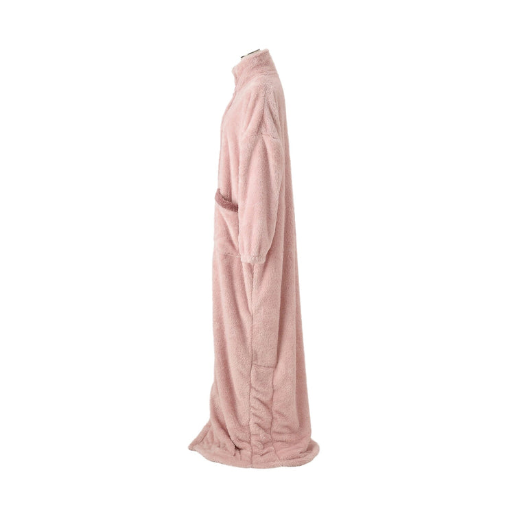 Warm Fleece Blanket Robe Pink