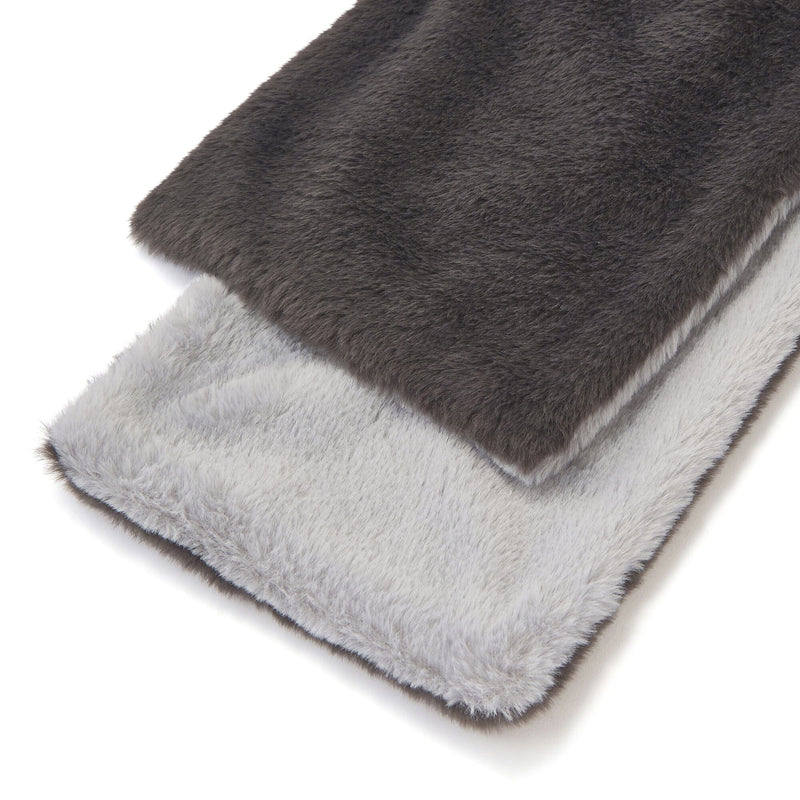 Fur Tippet Reversible Dark Gray X Gray