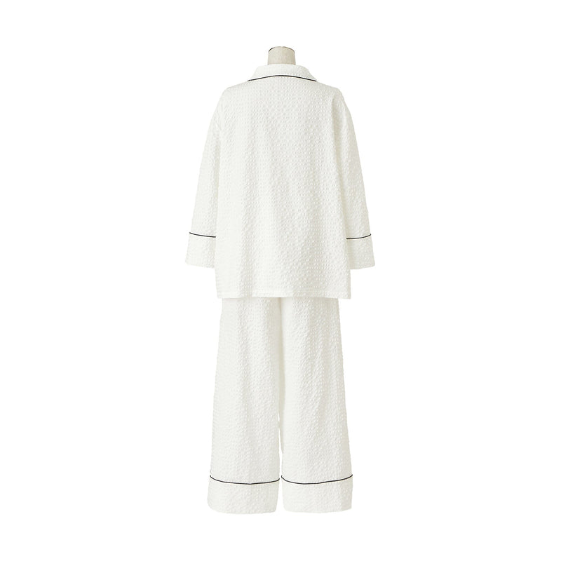 Logo Check  Jacquard Pajama  White