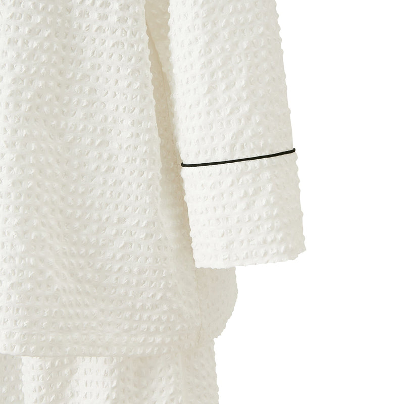 LOGO 格紋提花睡衣套裝白色