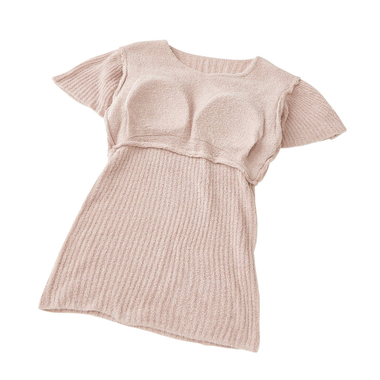 Feather Knit Tee Pajama  Pink