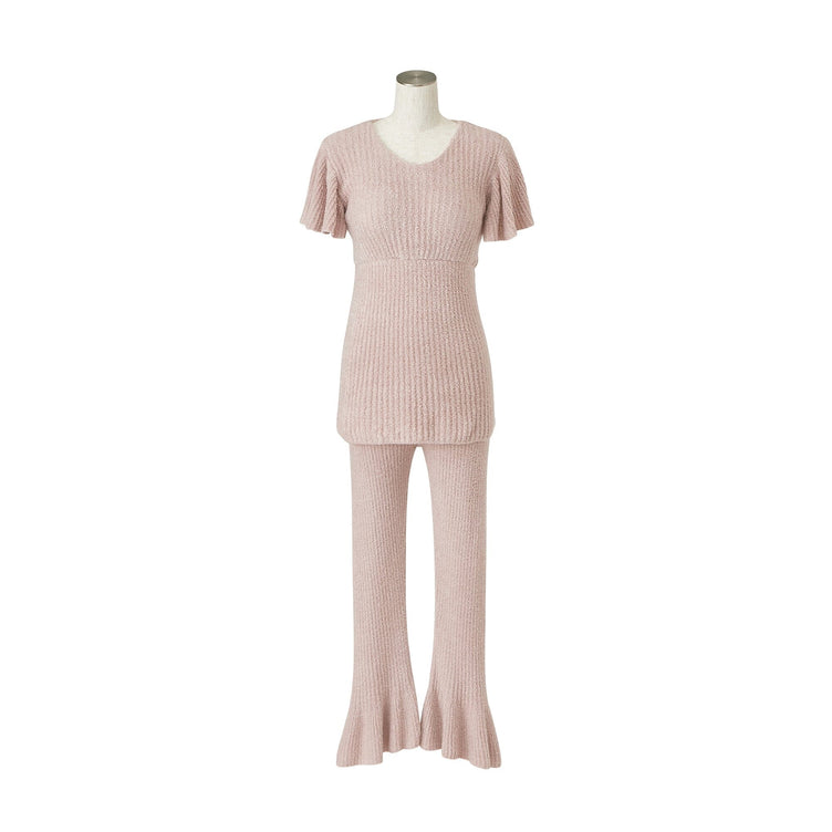 Feather Knit Tee Pajama  Pink