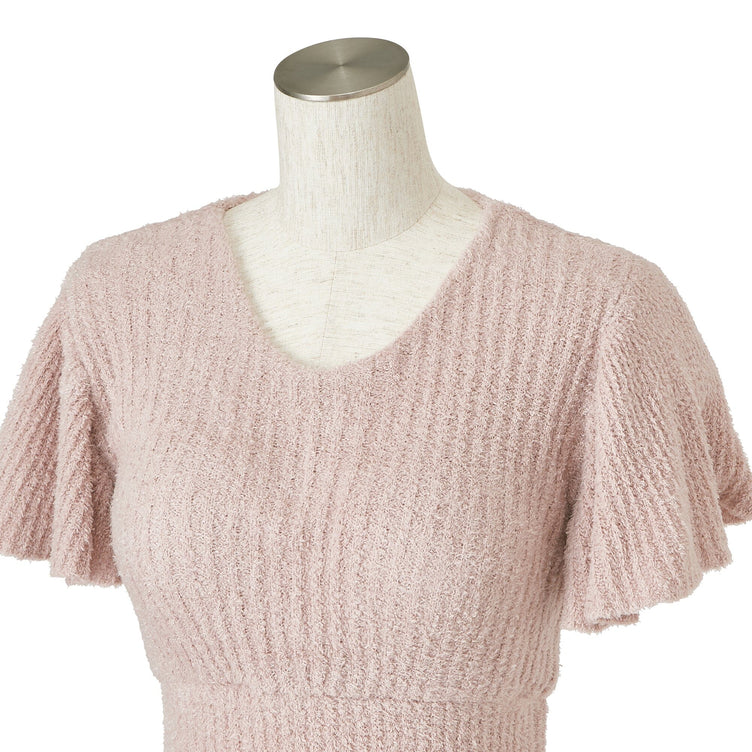 Feather Knit Tee Pajama  Pink