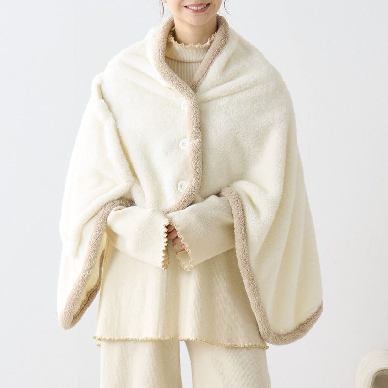 Warm Fleece 4Way Poncho White