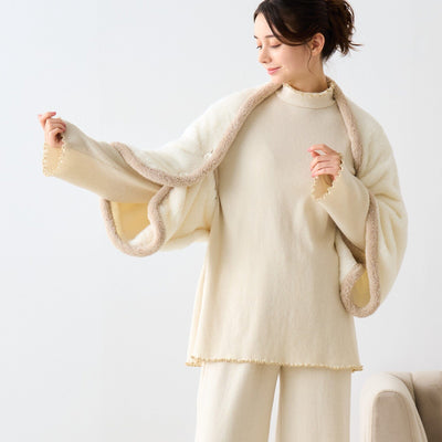 Warm Fleece 4Way Poncho White