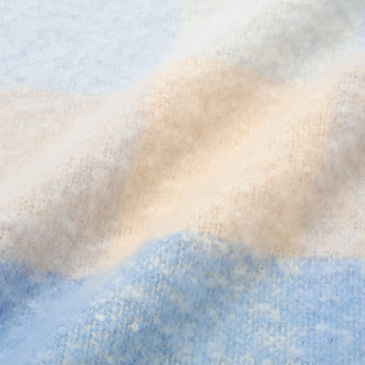 Mohair Like Scarf Check Blue