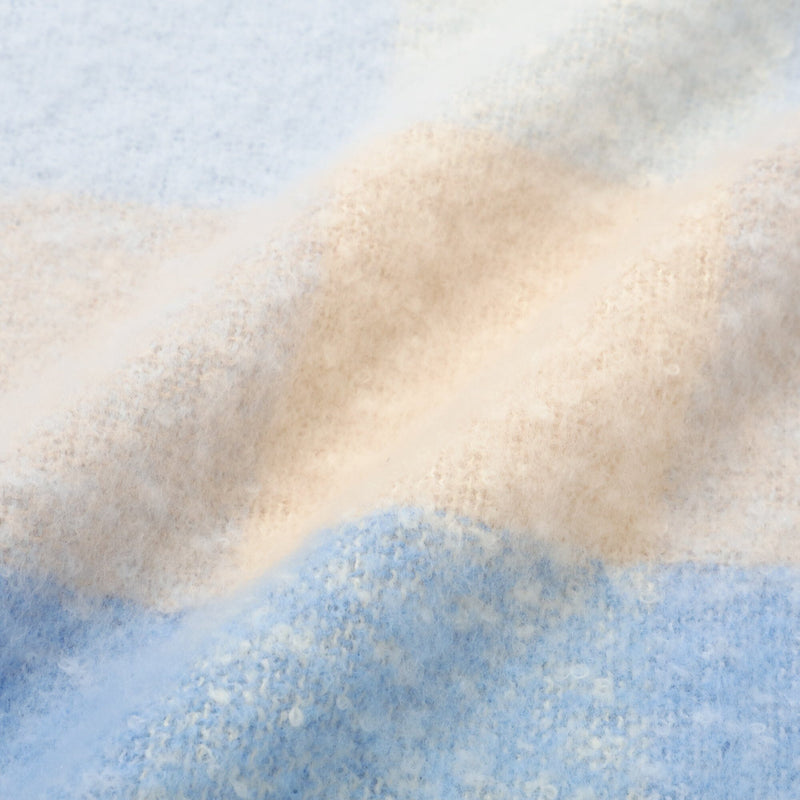 Mohair Like Scarf Check Blue