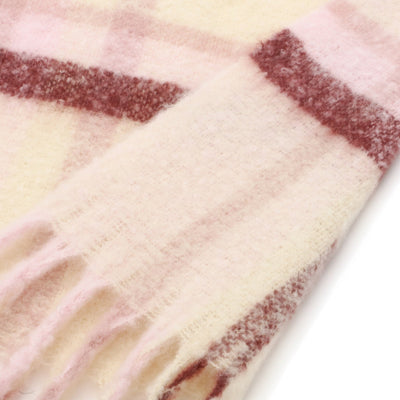 Mohair Like Scarf Check Pink