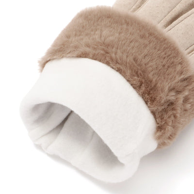 Suede Gloves Beige