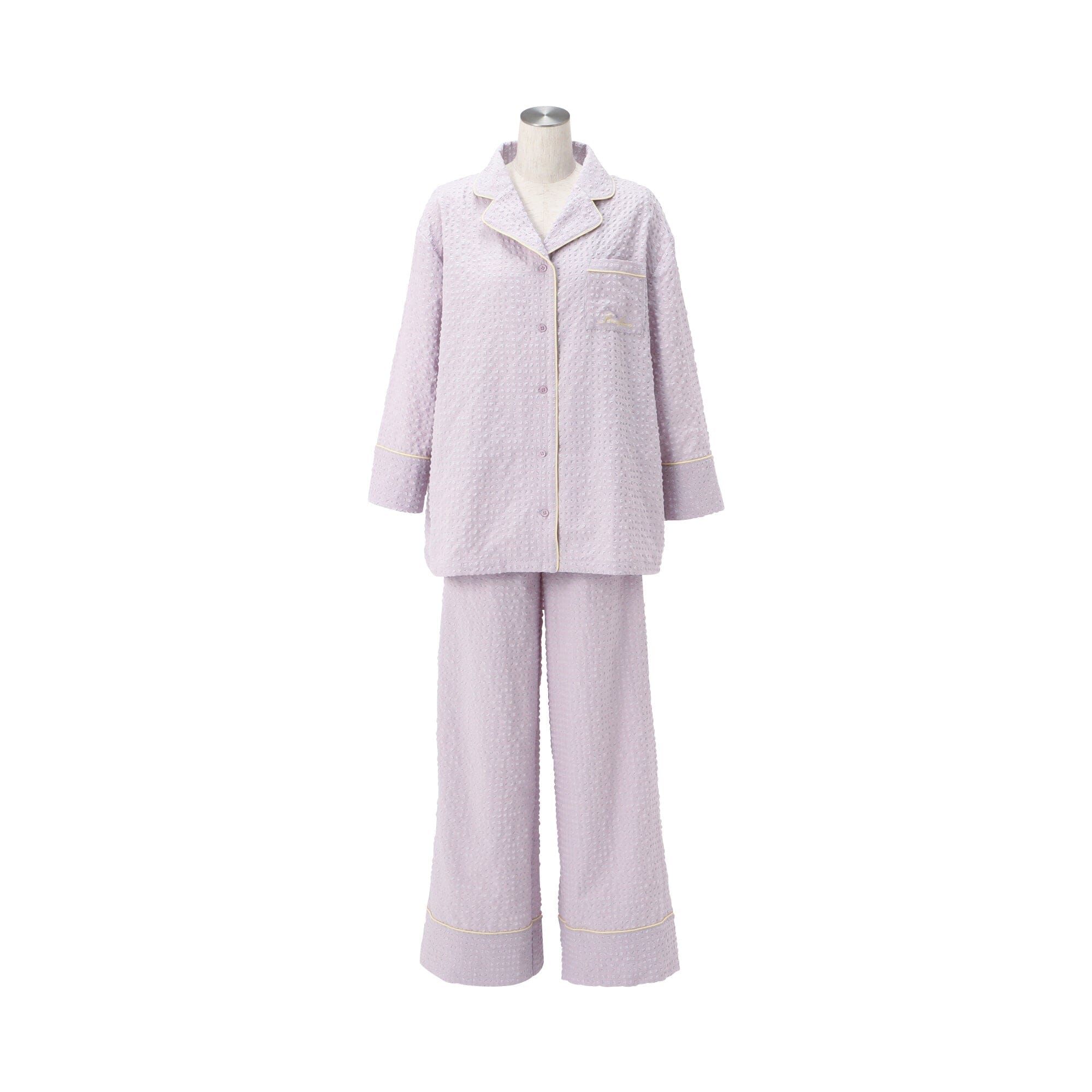 Logo Check Jacquard Pajamas With Embroidery Purple