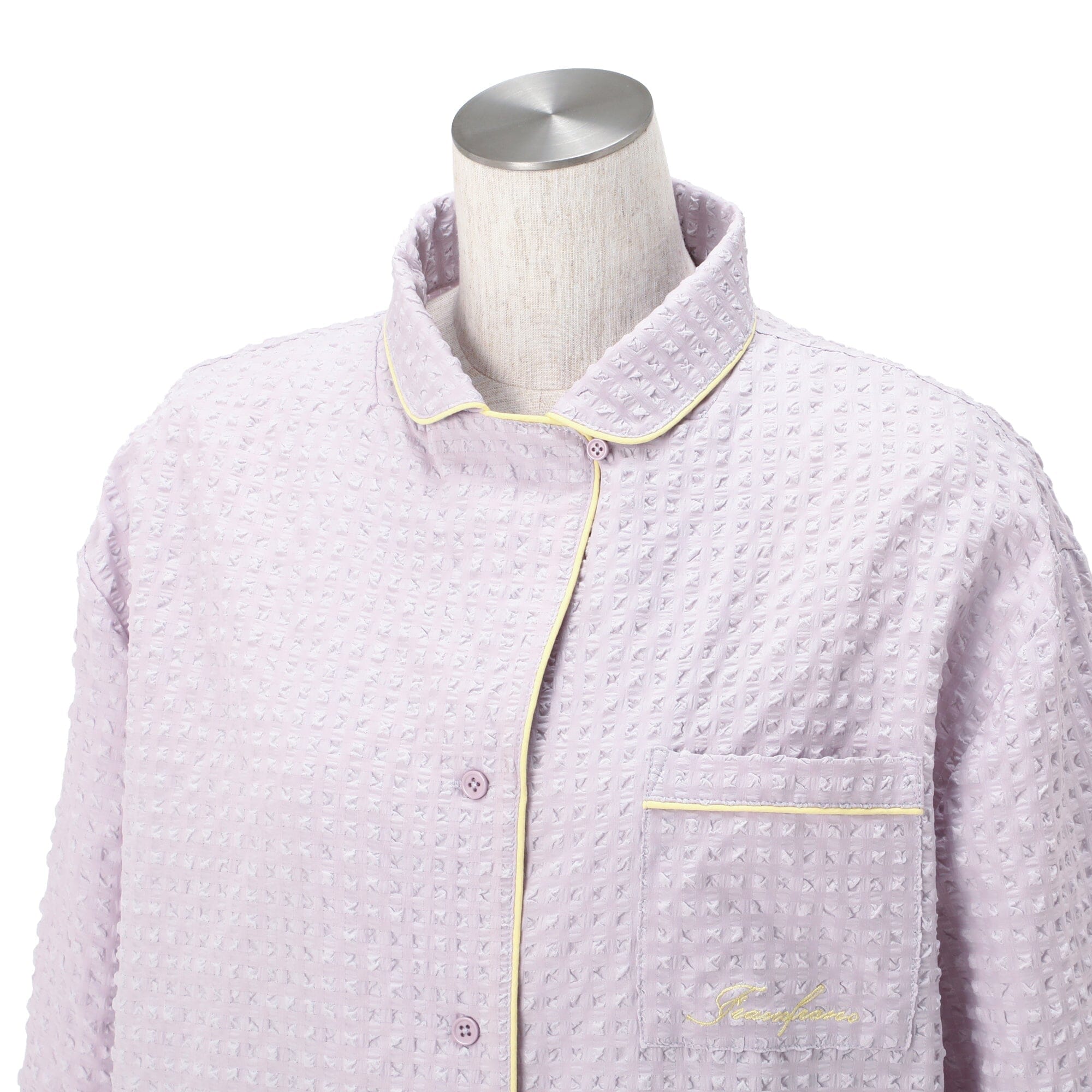 Logo Check Jacquard Pajamas With Embroidery Purple