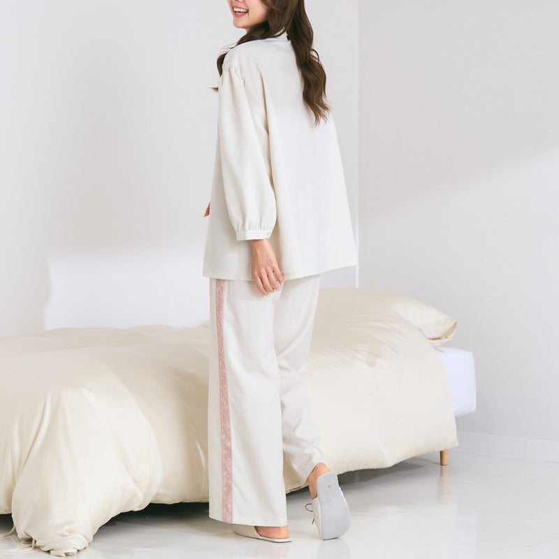 Temperature Control Lace Line Pajama Ivory