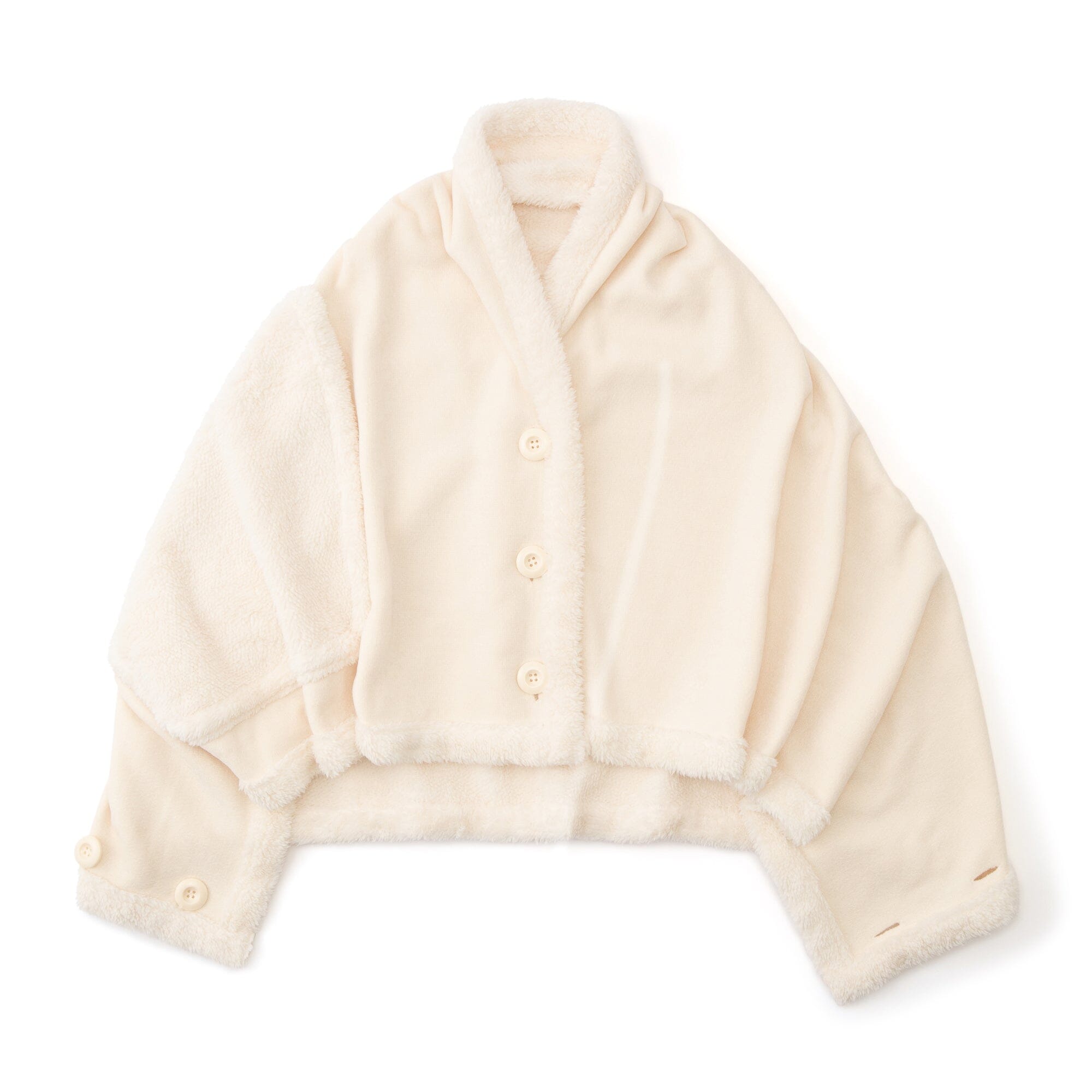 Reversible Warm Fleece 4-Way Poncho Small Ivory
