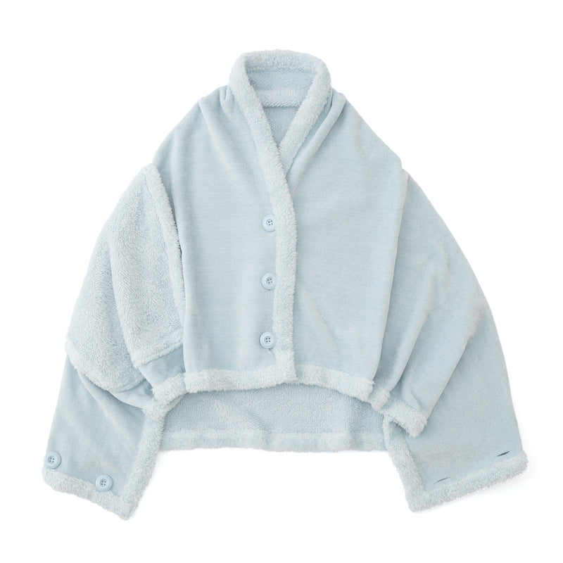 Reversible Warm Fleece 4-Way Poncho Small Light Blue