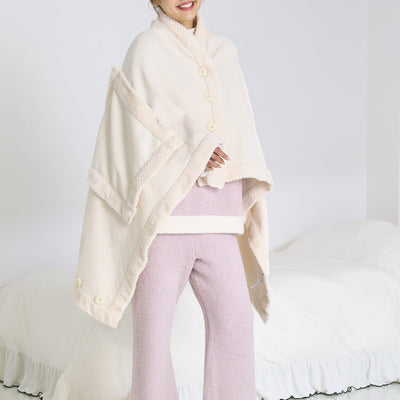 Reversible Warm Fleece 4-Way Poncho Large Ivory