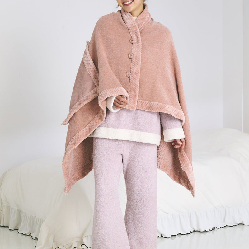 Reversible Warm Fleece 4-Way Poncho Large Pink