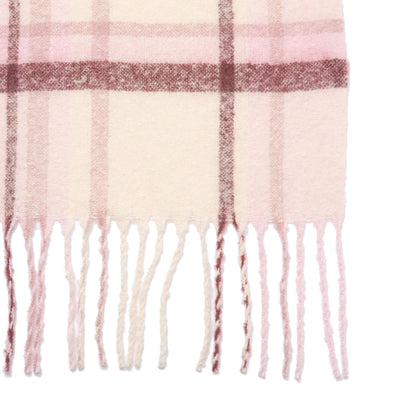 Mohair Like Check  Muffler Pink