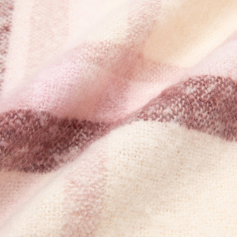 Mohair Like Check  Muffler Pink