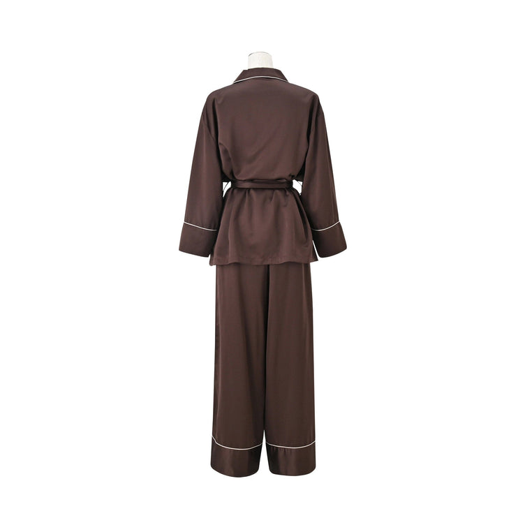 Heart Line Satin Pajamas Brown