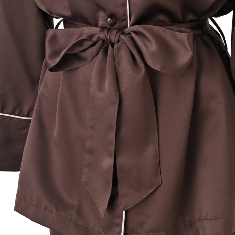 Heart Line Satin Pajamas Brown
