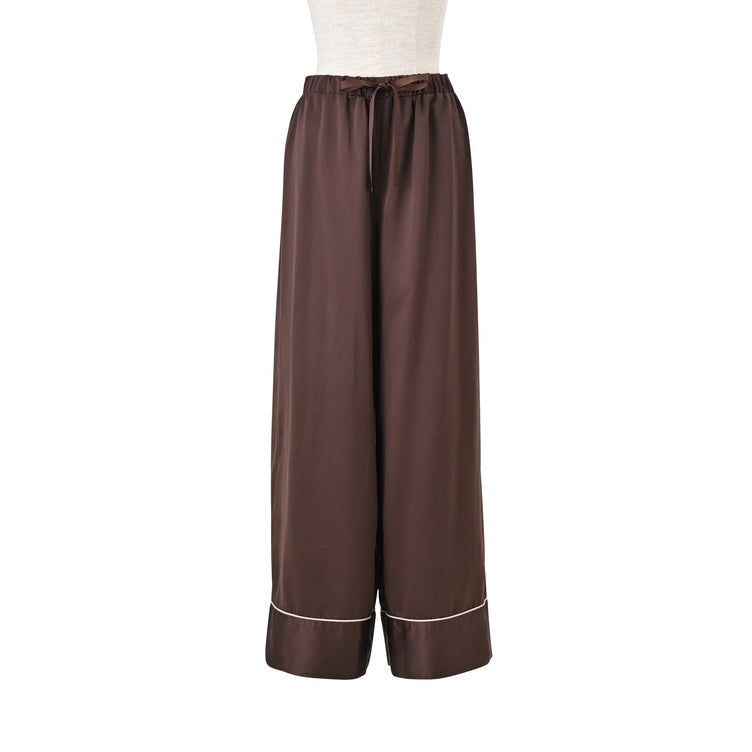 Heart Line Satin Pajamas Brown