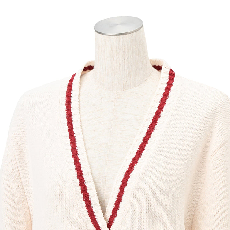 Heart Button Stripe Cardigan In Ivory