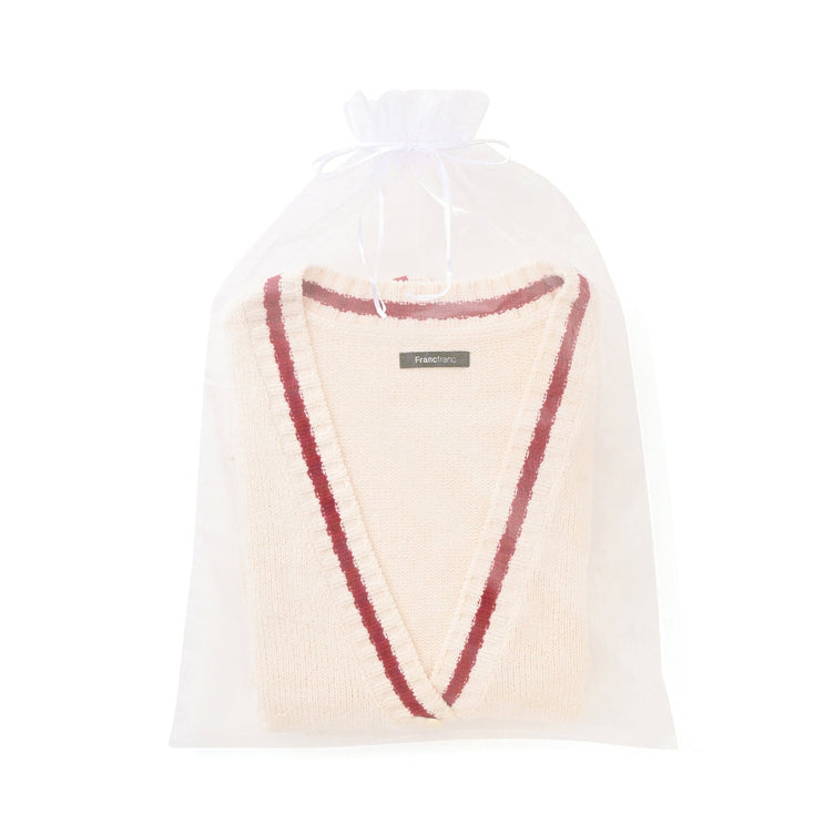 Heart Button Stripe Cardigan In Ivory