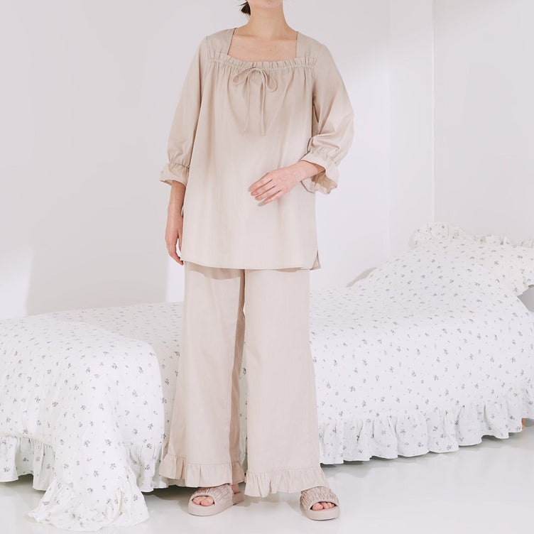 Moist Cotton Pajamas Light Beige