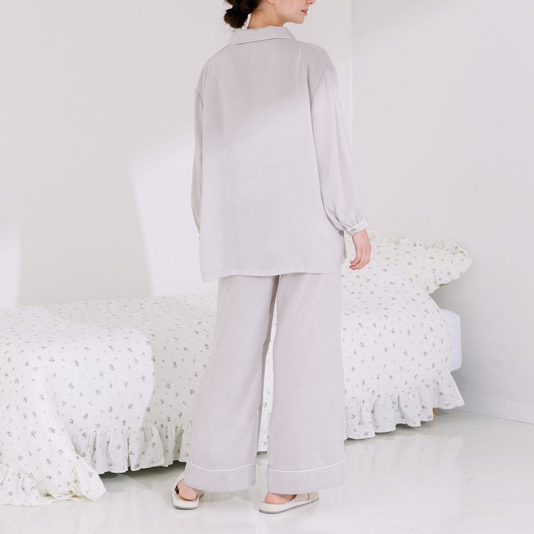 Temperature Control Satin Pajamas In Light Gray