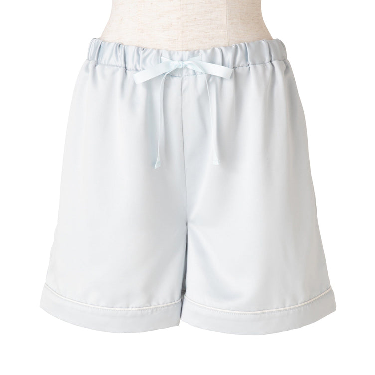 Hyaluronic Acid-Processed Short-Sleeve Shorts Pajamas With Embroidered Logo Light Blue