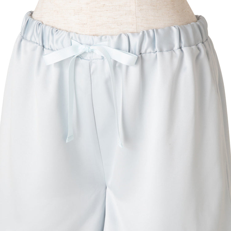 Hyaluronic Acid-Processed Short-Sleeve Shorts Pajamas With Embroidered Logo Light Blue