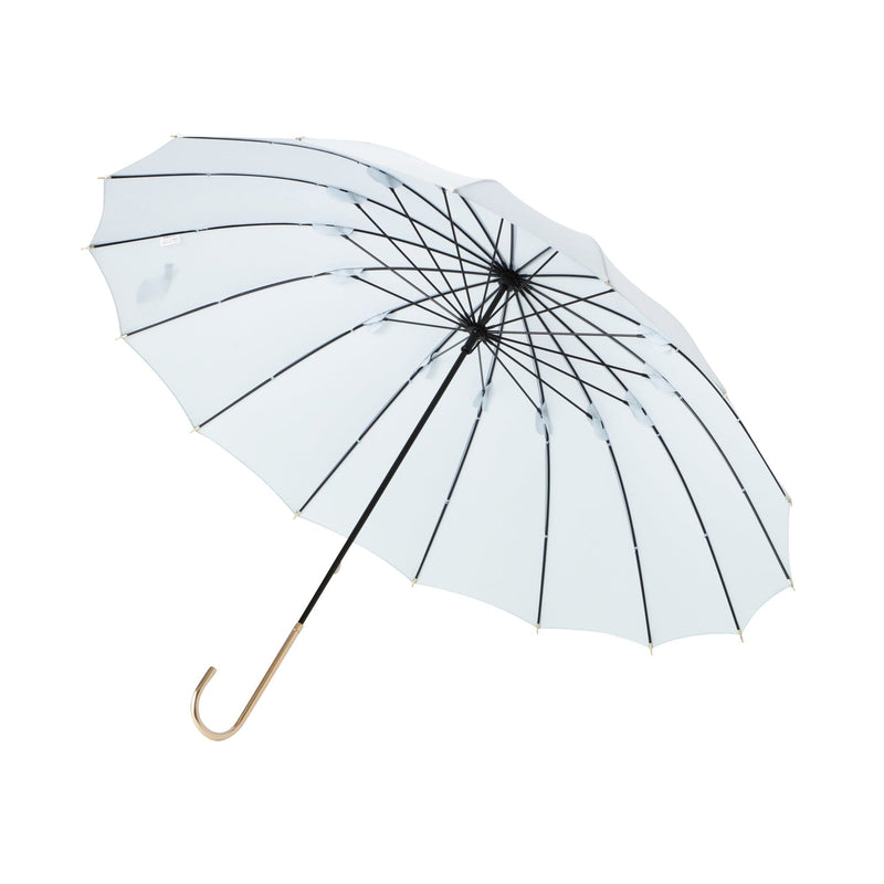 16-rib solid long umbrella blue-grey