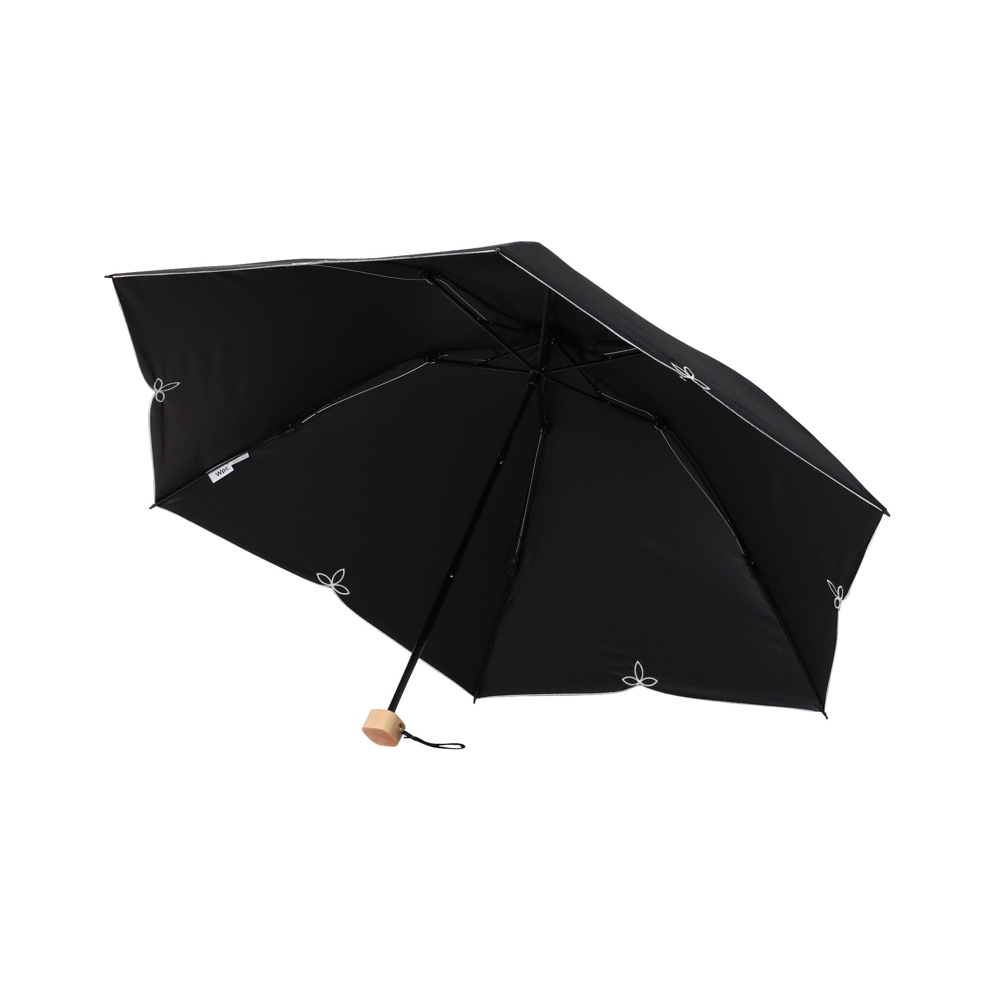 Blackout Birdcage Wide Scallop Folding Umbrella Black