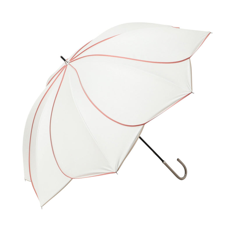 Bicolor Piping Long Umbrella 58Cm White (For Both Sunny And Rainy Days)