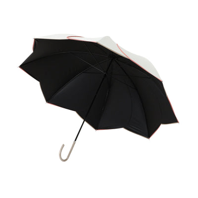 Bicolor Piping Long Umbrella 58Cm White (For Both Sunny And Rainy Days)