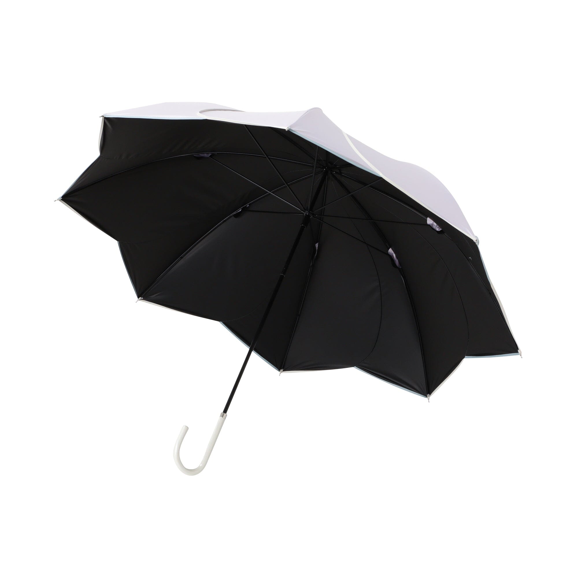 Bicolor Piping Long Umbrella 58Cm Purple (For Both Sunny And Rainy Days)