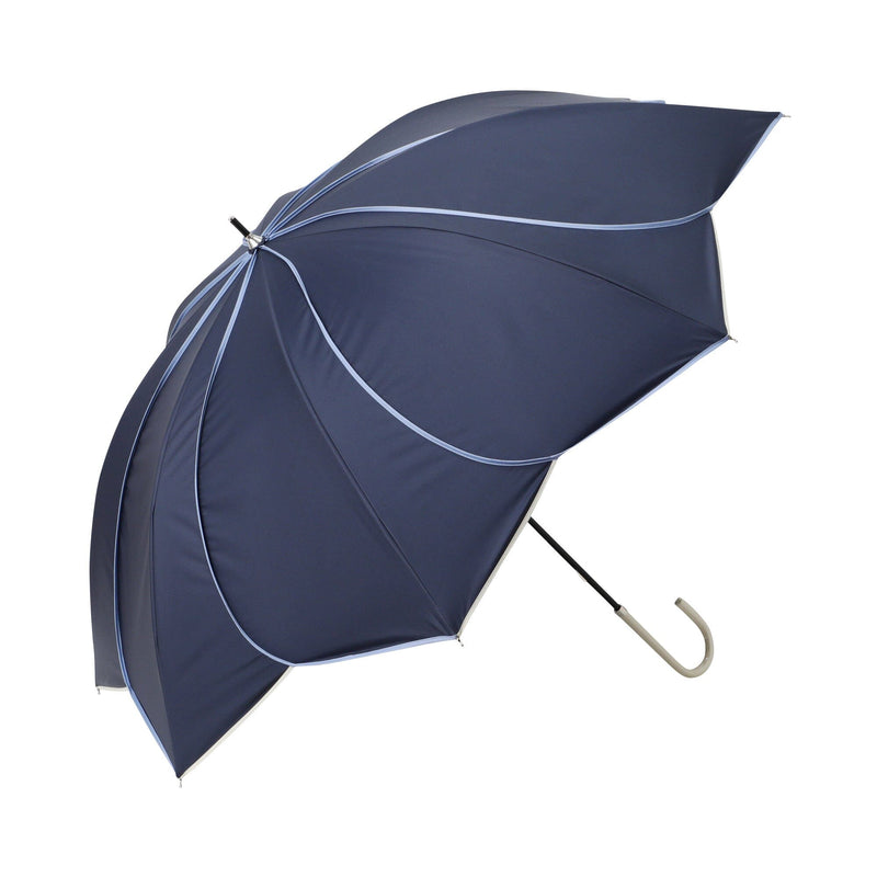 Bicolor Piping Long Umbrella 58Cm Navy (For Both Sunny And Rainy Days)