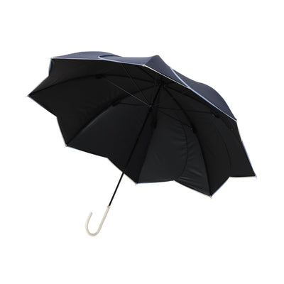 Bicolor Piping Long Umbrella 58Cm Navy (For Both Sunny And Rainy Days)