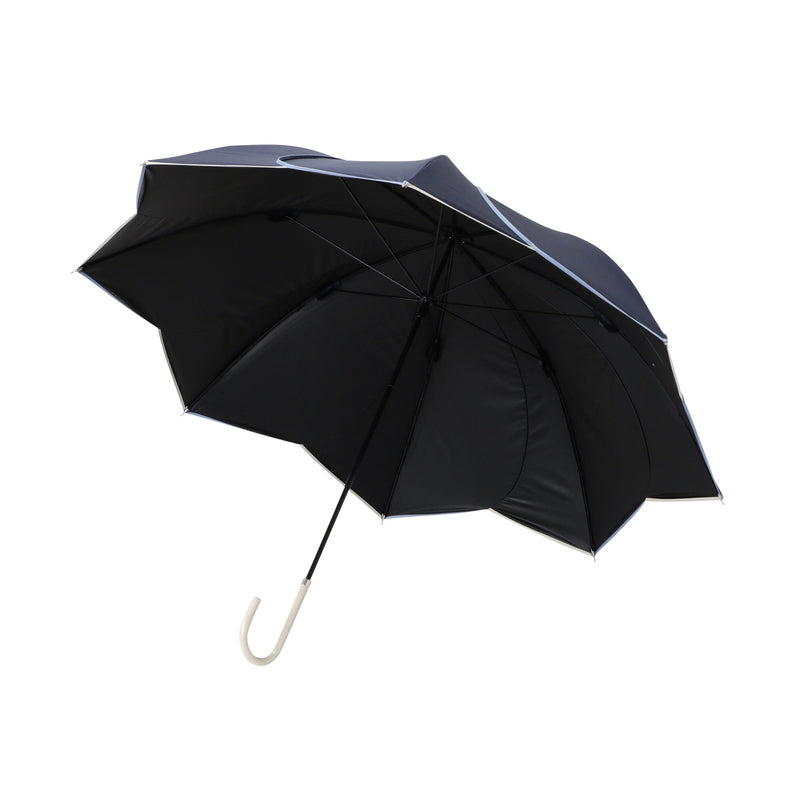 Bicolor Piping Long Umbrella 58Cm Navy (For Both Sunny And Rainy Days)