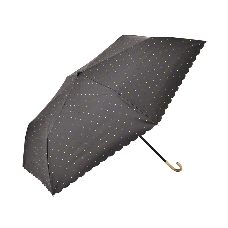Dot Glitter Heat Cut Folding Umbrella 50Cm Black (For Both Sunny And Rainy Days)