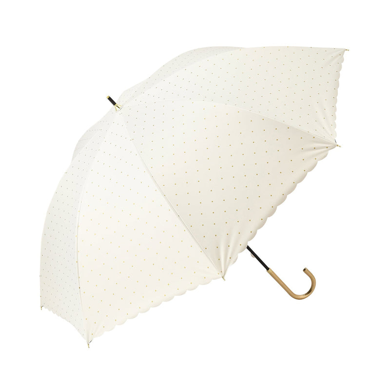 Dot Glitter Heat Cut Long Umbrella 58Cm White (For Both Sunny And Rainy Days)