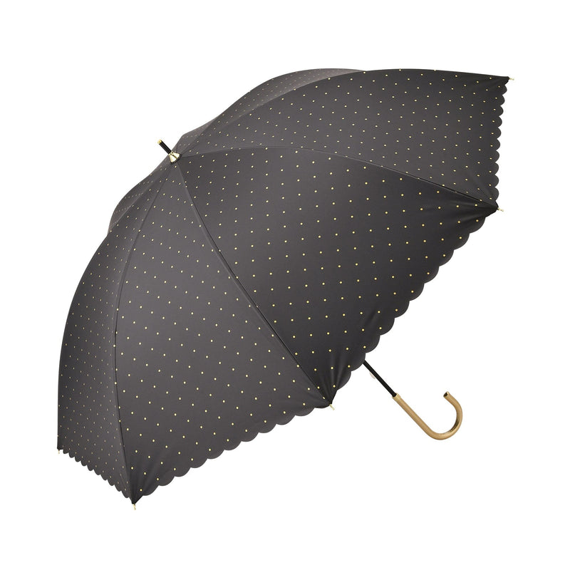Dot Glitter Heat Cut Long Umbrella 58Cm Black (For Both Sunny And Rainy Days)