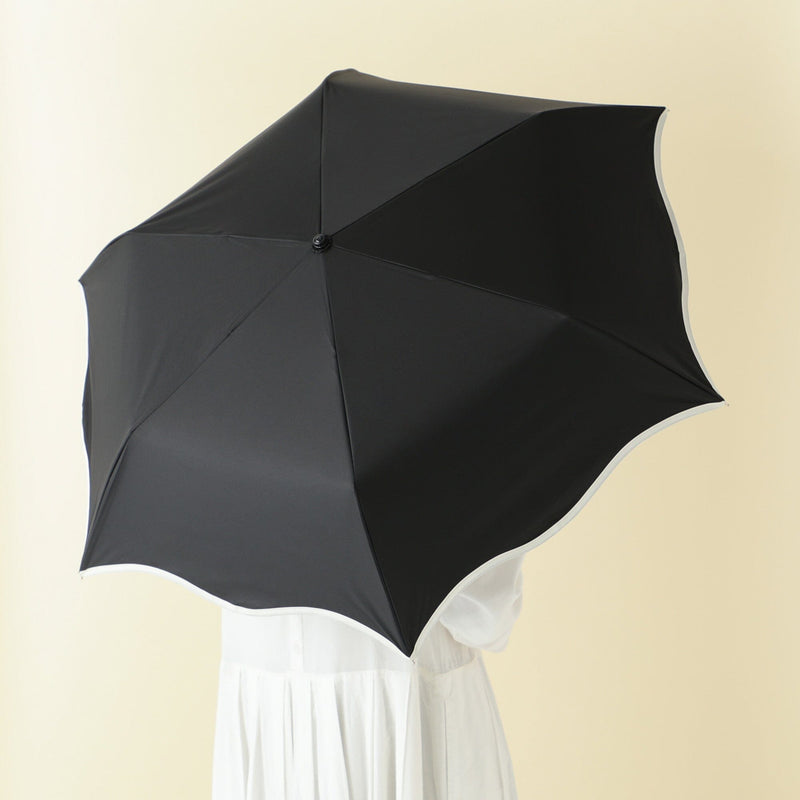 Wave Parasol Folding Umbrella 50cm Black (For Both Sunny And Rainy Days)