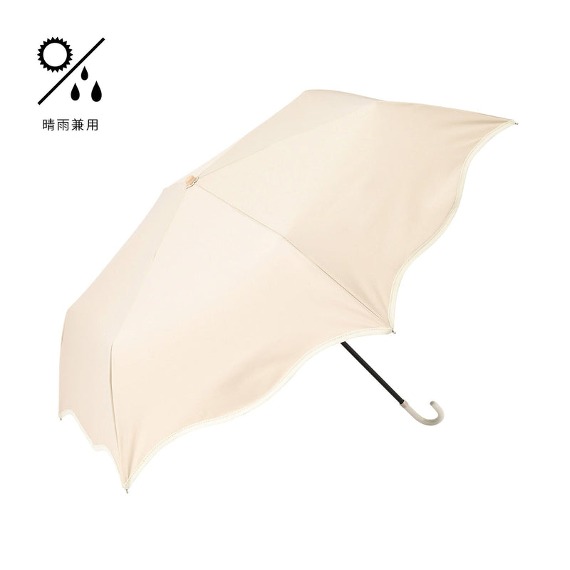 Wave Parasol Folding Umbrella 50cm Beige (For Both Sunny And Rainy Days)