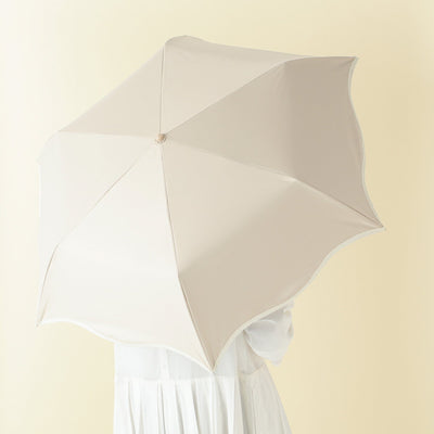 Wave Parasol Folding Umbrella 50cm Beige (For Both Sunny And Rainy Days)