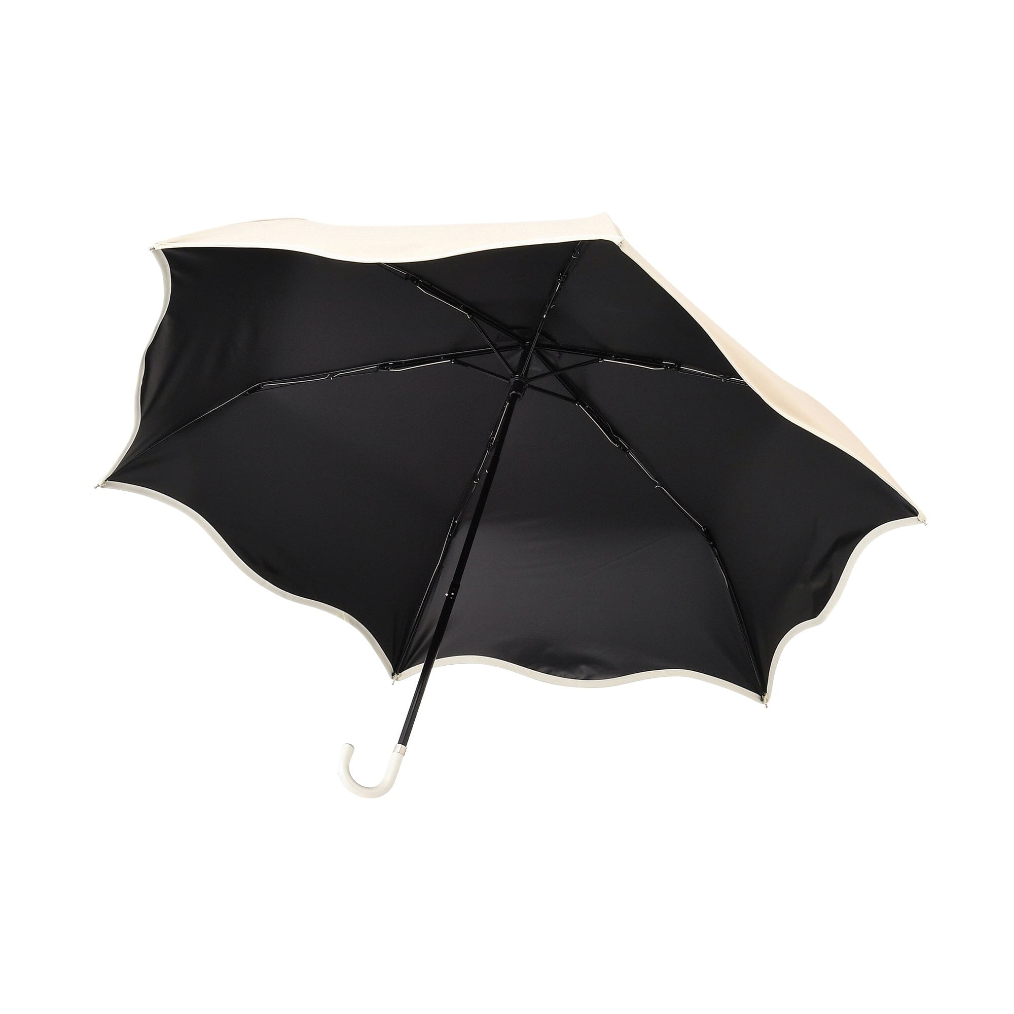 Wave Parasol Folding Umbrella 50cm Beige (For Both Sunny And Rainy Days)