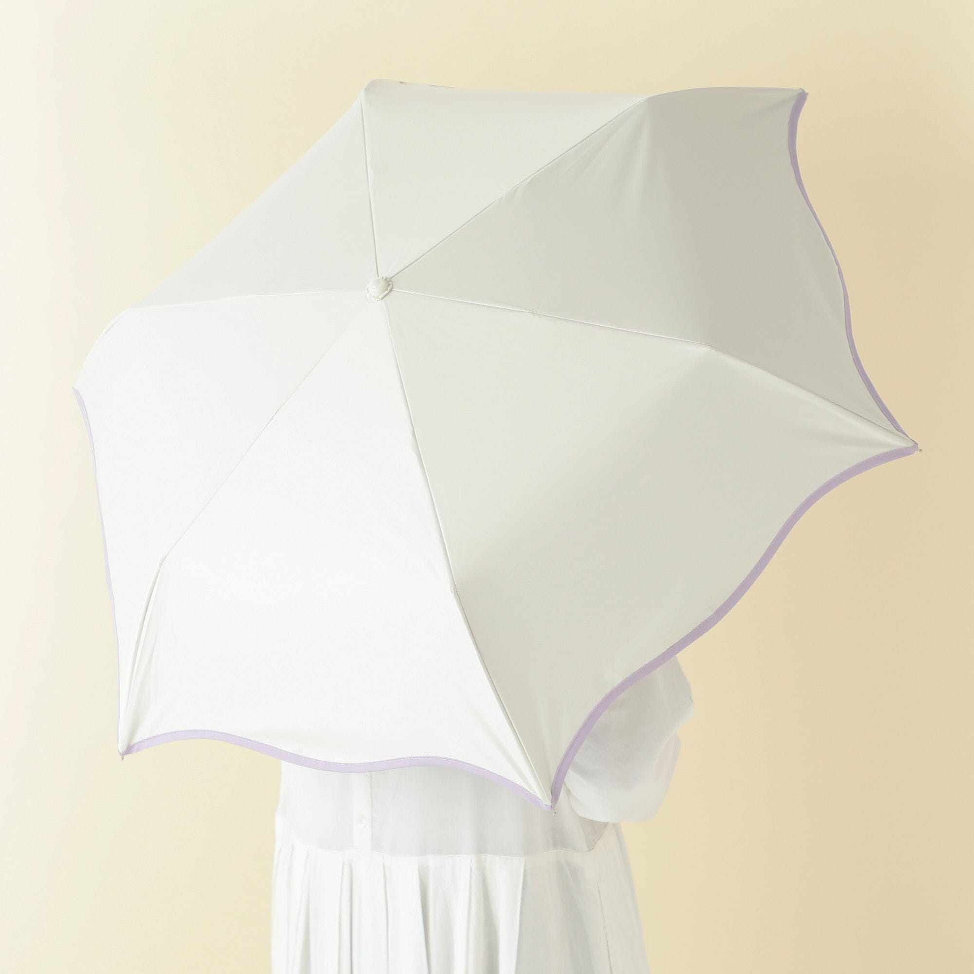 Wave Parasol Folding Umbrella 50cm White (For Both Sunny And Rainy Days)
