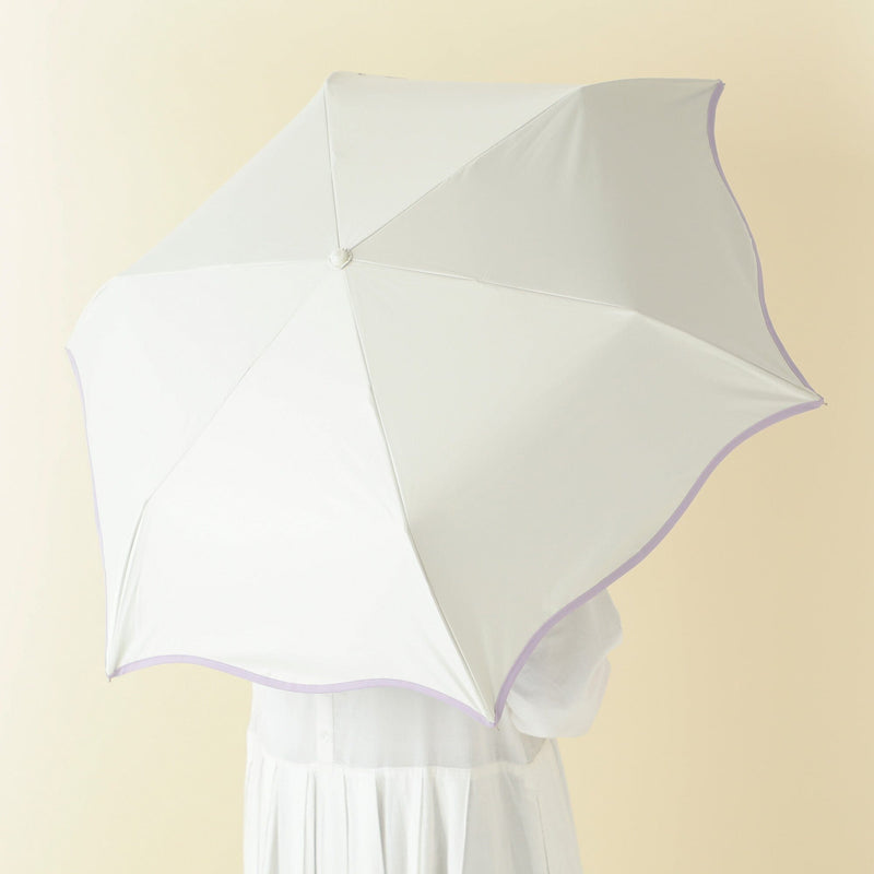 Wave Parasol Folding Umbrella 50cm White (For Both Sunny And Rainy Days)
